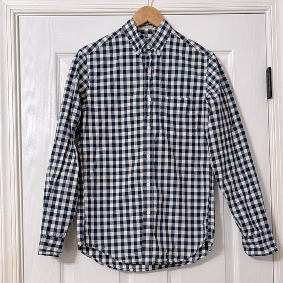 Other - J Crew Classic Oxford Men's Blue and White Gingham Checkered Shirt Sz XS